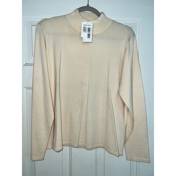 Pendleton silk blend Cream Long Sleeve Mock Neck sweater  - size XL - Picture 1 of 6